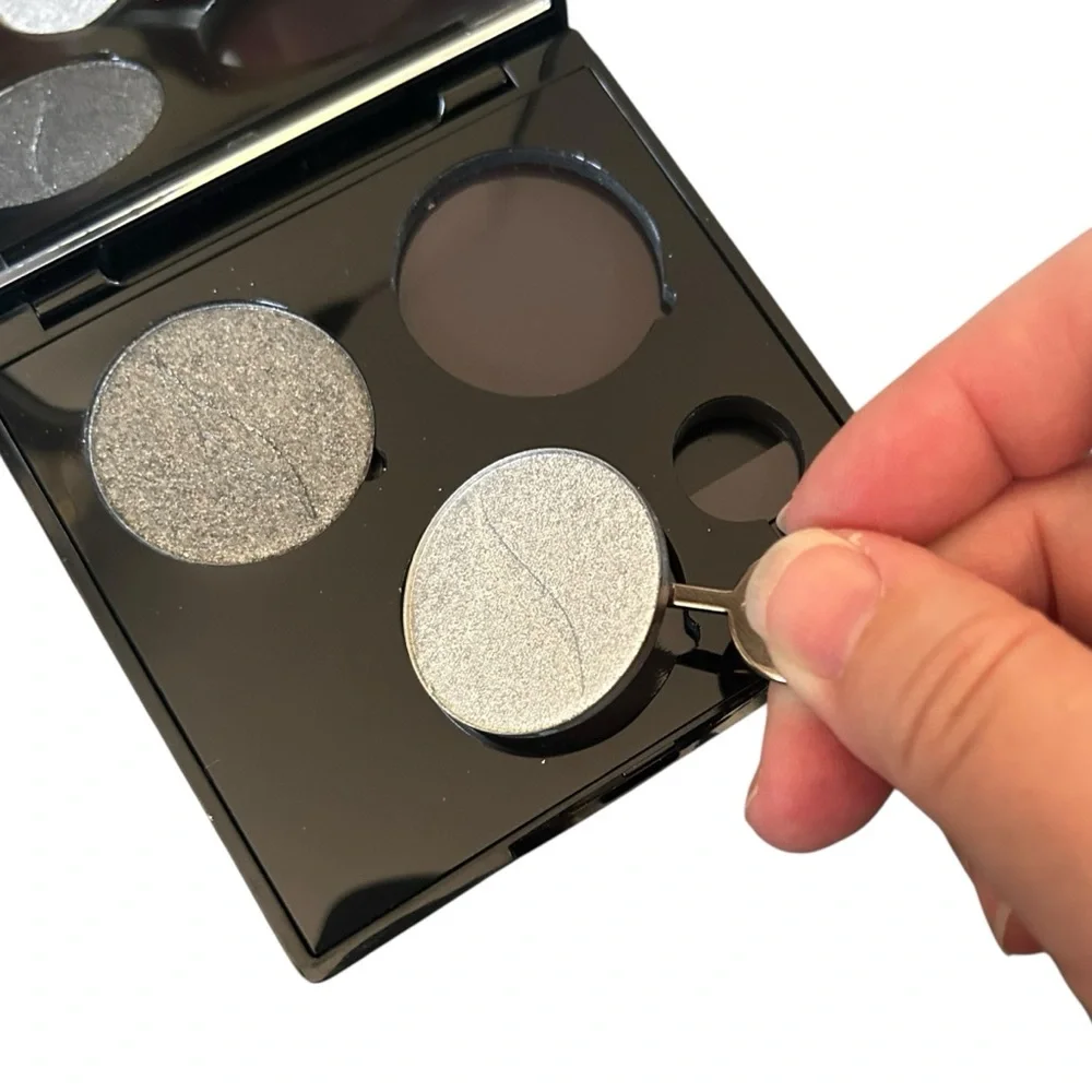 Sephora Custom Colorful Eyeshadow Case + 2 Shadows Black & Silver Refillable